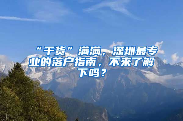 “干貨”滿滿，深圳最專業(yè)的落戶指南，不來了解下嗎？