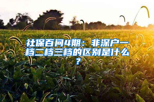 社保百問(wèn)4期：非深戶一檔二檔三檔的區(qū)別是什么？