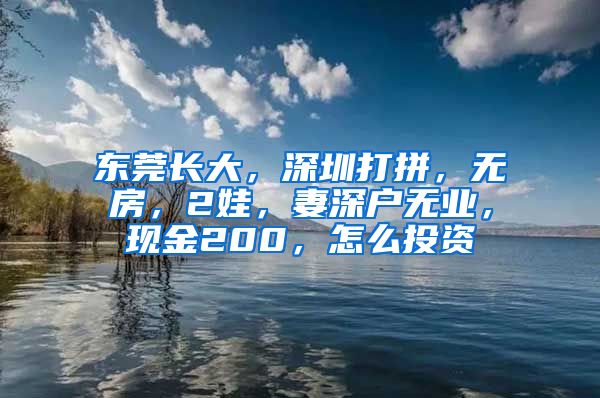 東莞長大，深圳打拼，無房，2娃，妻深戶無業(yè)，現(xiàn)金200，怎么投資