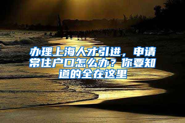 辦理上海人才引進(jìn)，申請常住戶口怎么辦？你要知道的全在這里