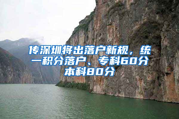 傳深圳將出落戶新規(guī)，統(tǒng)一積分落戶、?？?0分本科80分