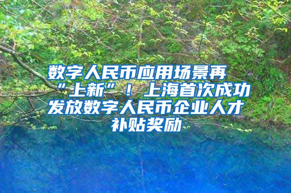 數(shù)字人民幣應(yīng)用場景再“上新”！上海首次成功發(fā)放數(shù)字人民幣企業(yè)人才補(bǔ)貼獎(jiǎng)勵(lì)