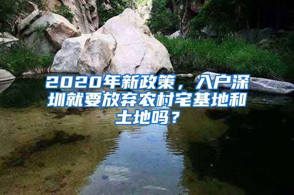 2020年新政策，入戶深圳就要放棄農(nóng)村宅基地和土地嗎？