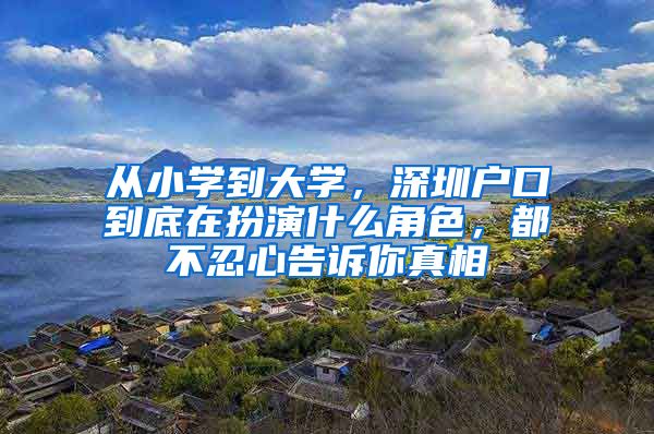 從小學(xué)到大學(xué)，深圳戶口到底在扮演什么角色，都不忍心告訴你真相