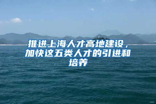 推進上海人才高地建設(shè)，加快這五類人才的引進和培養(yǎng)