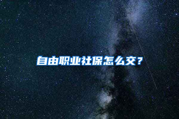 自由職業(yè)社保怎么交？