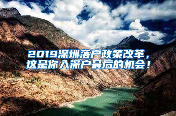 2019深圳落戶政策改革，這是你入深戶最后的機會！