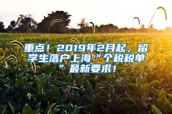 重點(diǎn)！2019年2月起，留學(xué)生落戶上?！皞€(gè)稅稅單”最新要求！