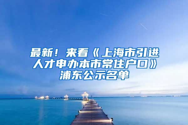 最新！來看《上海市引進人才申辦本市常住戶口》浦東公示名單