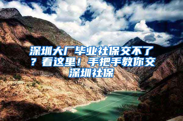 深圳大廠畢業(yè)社保交不了？看這里！手把手教你交深圳社保