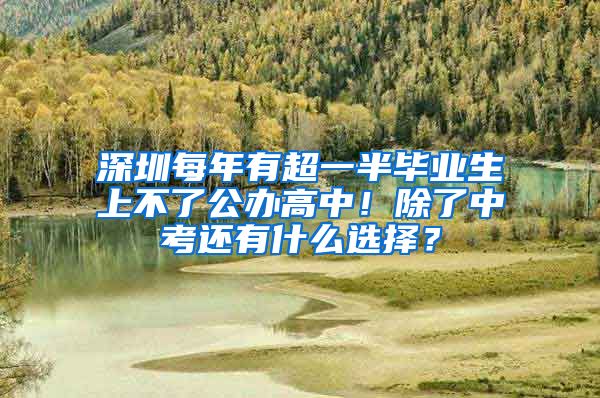 深圳每年有超一半畢業(yè)生上不了公辦高中！除了中考還有什么選擇？