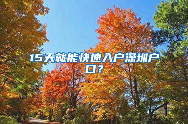 15天就能快速入戶深圳戶口？