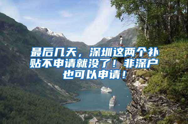 最后幾天，深圳這兩個(gè)補(bǔ)貼不申請(qǐng)就沒了！非深戶也可以申請(qǐng)！