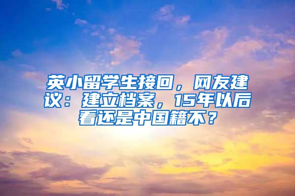 英小留學生接回，網(wǎng)友建議：建立檔案，15年以后看還是中國籍不？