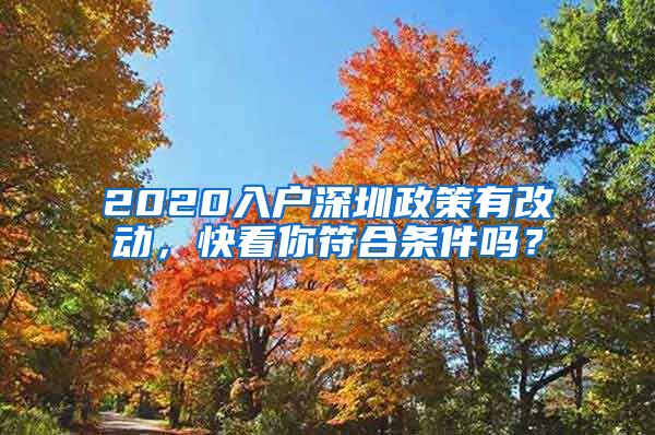 2020入戶深圳政策有改動，快看你符合條件嗎？