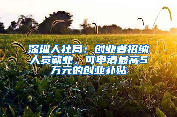 深圳人社局：創(chuàng)業(yè)者招納人員就業(yè)，可申請(qǐng)最高5萬(wàn)元的創(chuàng)業(yè)補(bǔ)貼