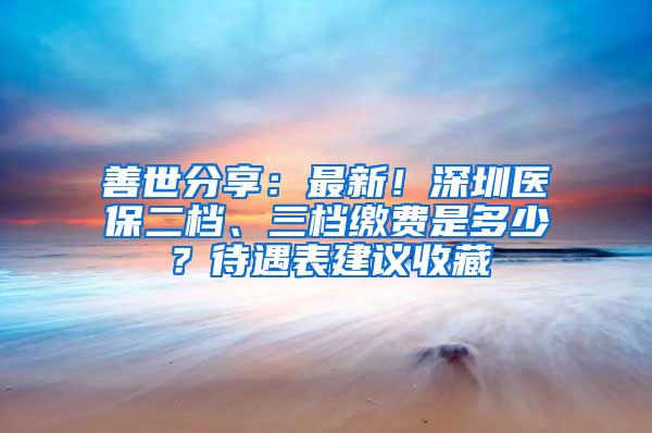 善世分享：最新！深圳醫(yī)保二檔、三檔繳費是多少？待遇表建議收藏