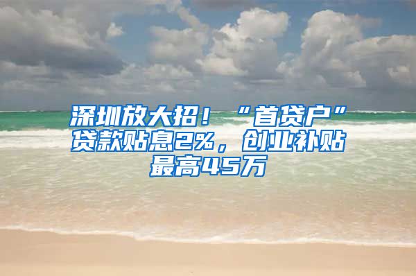 深圳放大招！“首貸戶”貸款貼息2%，創(chuàng)業(yè)補貼最高45萬