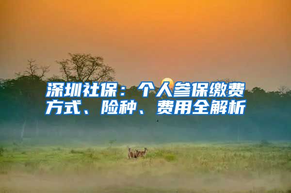 深圳社保：個(gè)人參保繳費(fèi)方式、險(xiǎn)種、費(fèi)用全解析