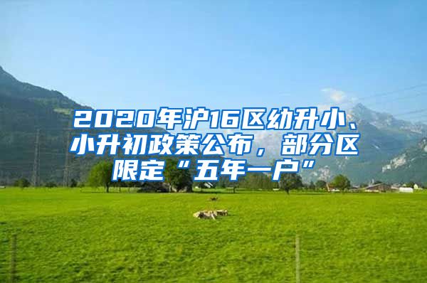 2020年滬16區(qū)幼升小、小升初政策公布，部分區(qū)限定“五年一戶”