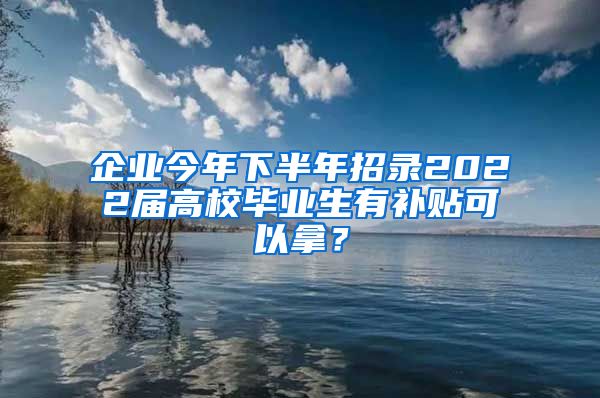 企業(yè)今年下半年招錄2022屆高校畢業(yè)生有補(bǔ)貼可以拿？