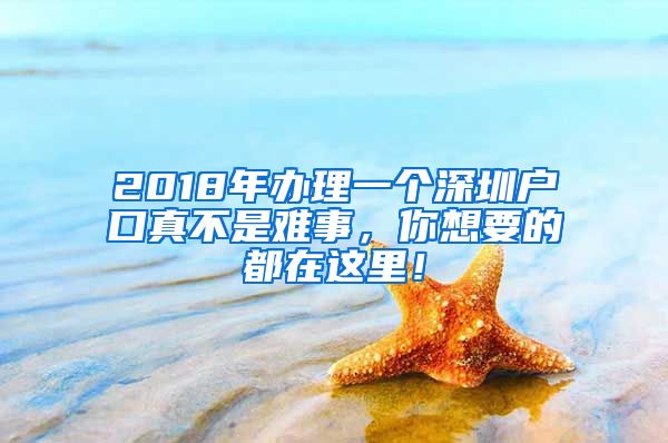 2018年辦理一個深圳戶口真不是難事，你想要的都在這里！