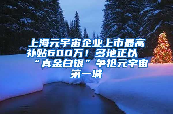 上海元宇宙企業(yè)上市最高補貼600萬！多地正以“真金白銀”爭搶元宇宙第一城