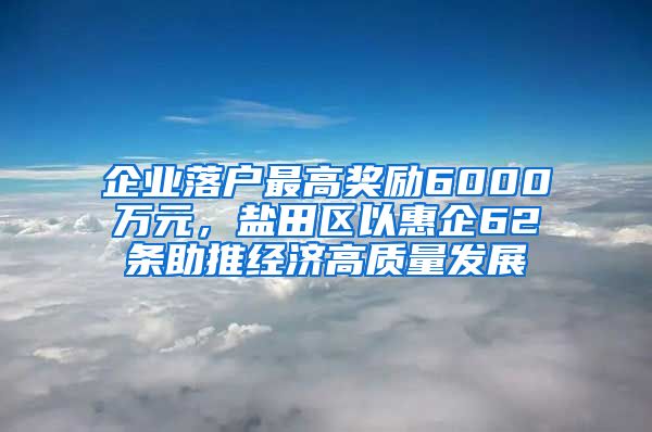 企業(yè)落戶最高獎勵6000萬元，鹽田區(qū)以惠企62條助推經(jīng)濟(jì)高質(zhì)量發(fā)展