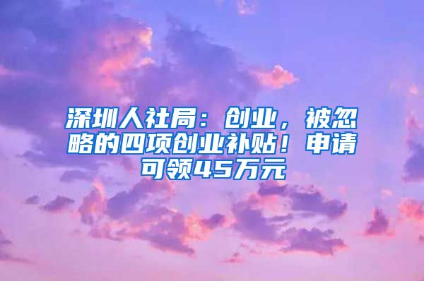 深圳人社局：創(chuàng)業(yè)，被忽略的四項(xiàng)創(chuàng)業(yè)補(bǔ)貼！申請(qǐng)可領(lǐng)45萬元