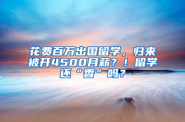 花費(fèi)百萬(wàn)出國(guó)留學(xué)，歸來(lái)被開4500月薪？！留學(xué)還“香”嗎？