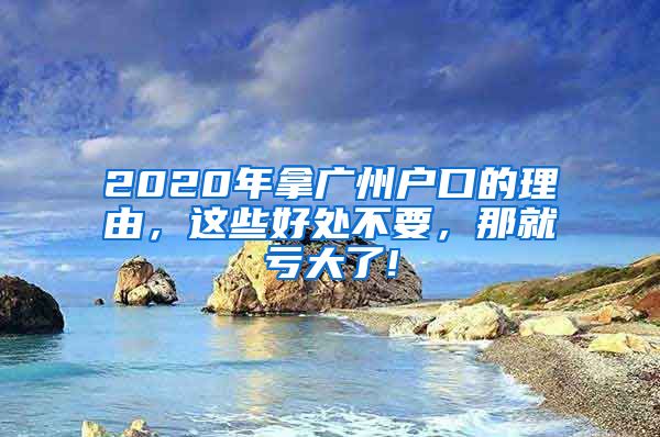 2020年拿廣州戶口的理由，這些好處不要，那就虧大了!