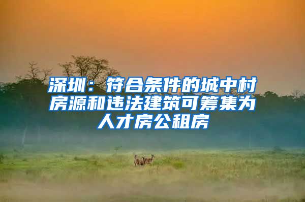 深圳：符合條件的城中村房源和違法建筑可籌集為人才房公租房