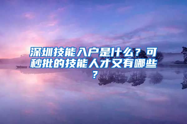 深圳技能入戶是什么？可秒批的技能人才又有哪些？