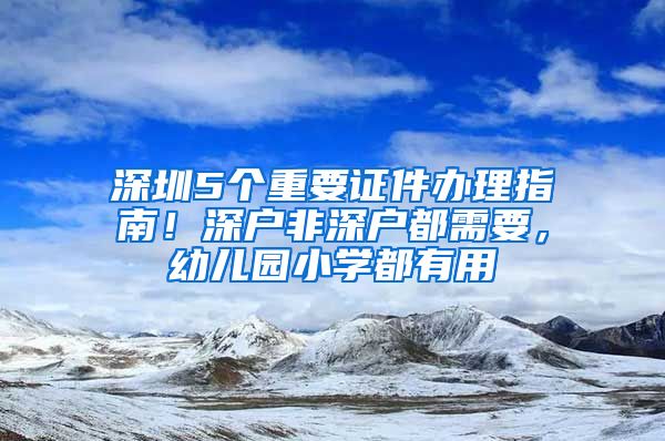 深圳5個(gè)重要證件辦理指南！深戶非深戶都需要，幼兒園小學(xué)都有用