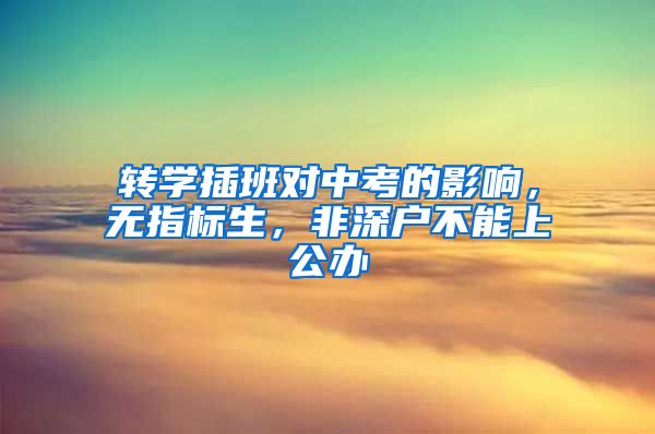 轉學插班對中考的影響，無指標生，非深戶不能上公辦