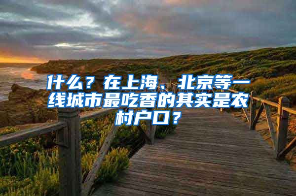 什么？在上海、北京等一線城市最吃香的其實(shí)是農(nóng)村戶口？