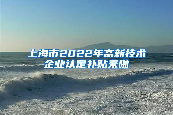 上海市2022年高新技術(shù)企業(yè)認定補貼來啦