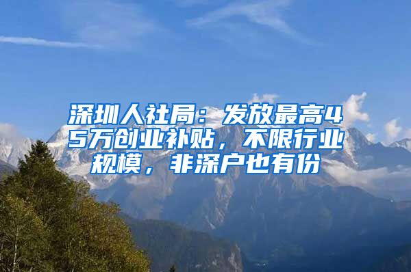 深圳人社局：發(fā)放最高45萬創(chuàng)業(yè)補(bǔ)貼，不限行業(yè)規(guī)模，非深戶也有份