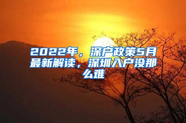 2022年，深戶政策5月最新解讀，深圳入戶沒那么難