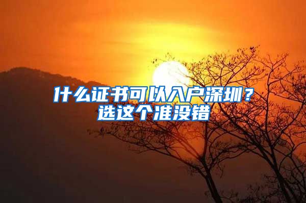 什么證書可以入戶深圳？選這個(gè)準(zhǔn)沒錯(cuò)