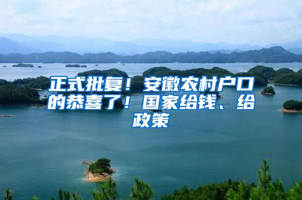 正式批復(fù)！安徽農(nóng)村戶口的恭喜了！國(guó)家給錢、給政策