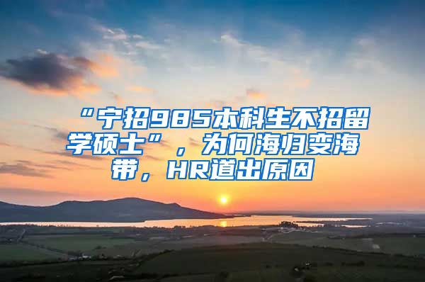 “寧招985本科生不招留學(xué)碩士”，為何海歸變海帶，HR道出原因