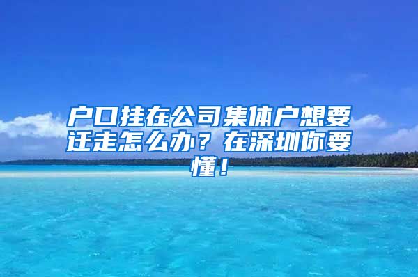 戶口掛在公司集體戶想要遷走怎么辦？在深圳你要懂！