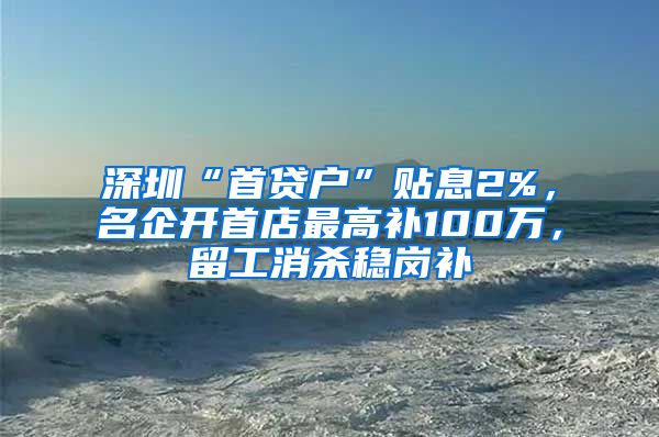 深圳“首貸戶”貼息2%，名企開首店最高補100萬，留工消殺穩(wěn)崗補