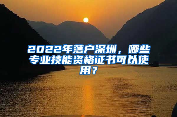 2022年落戶深圳，哪些專業(yè)技能資格證書可以使用？