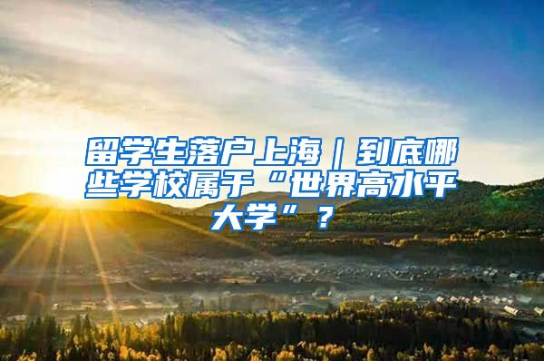 留學(xué)生落戶上海｜到底哪些學(xué)校屬于“世界高水平大學(xué)”？