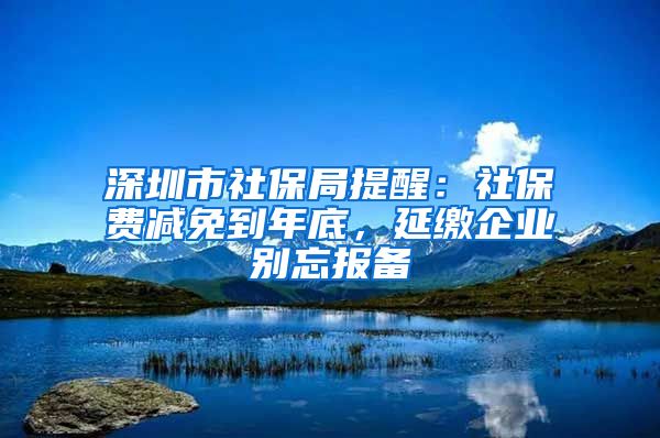 深圳市社保局提醒：社保費減免到年底，延繳企業(yè)別忘報備