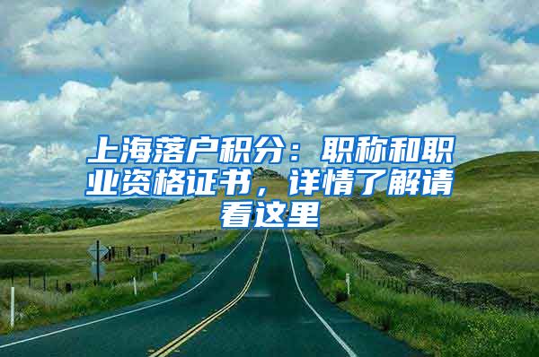 上海落戶積分：職稱和職業(yè)資格證書，詳情了解請(qǐng)看這里