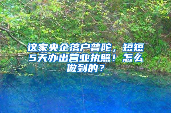 這家央企落戶普陀，短短5天辦出營業(yè)執(zhí)照！怎么做到的？