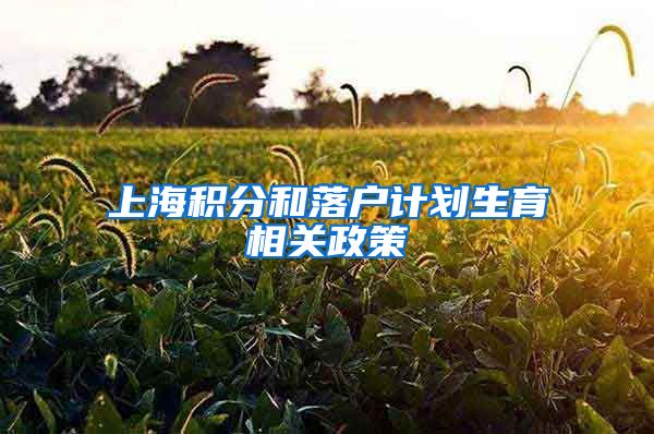 上海積分和落戶計劃生育相關政策